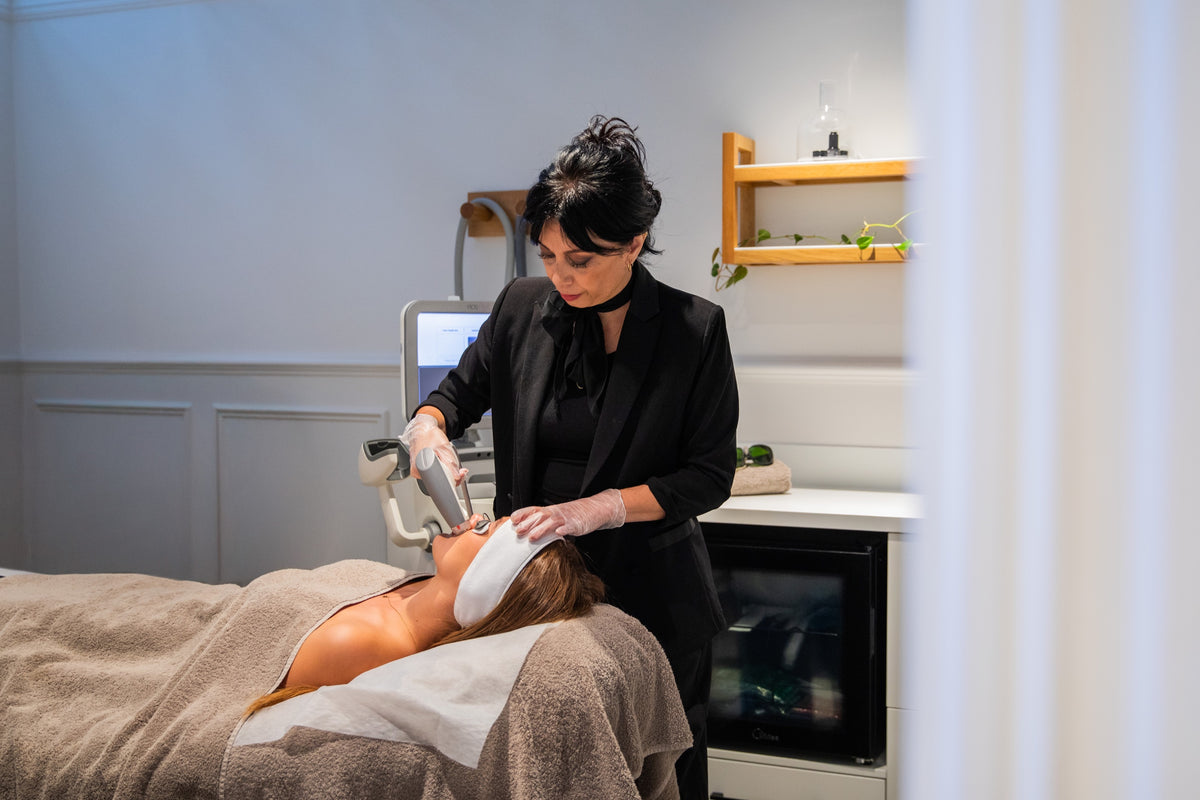 Elos Sublime skin firming treatment being performed at About Skin